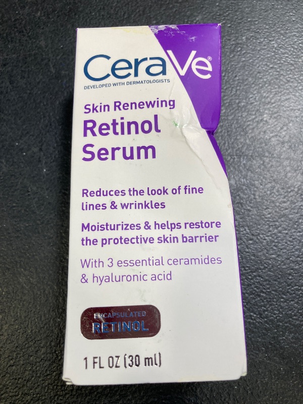 Photo 1 of CeraVe Anti Aging Retinol Serum For Face, Encapsulated Retinol With Hyaluronic Acid, Niacinamide & Ceramides, Smooths Wrinkles & Fine Lines, Gentle Skin Brightening Serum, Fragrance Free, 1 Oz