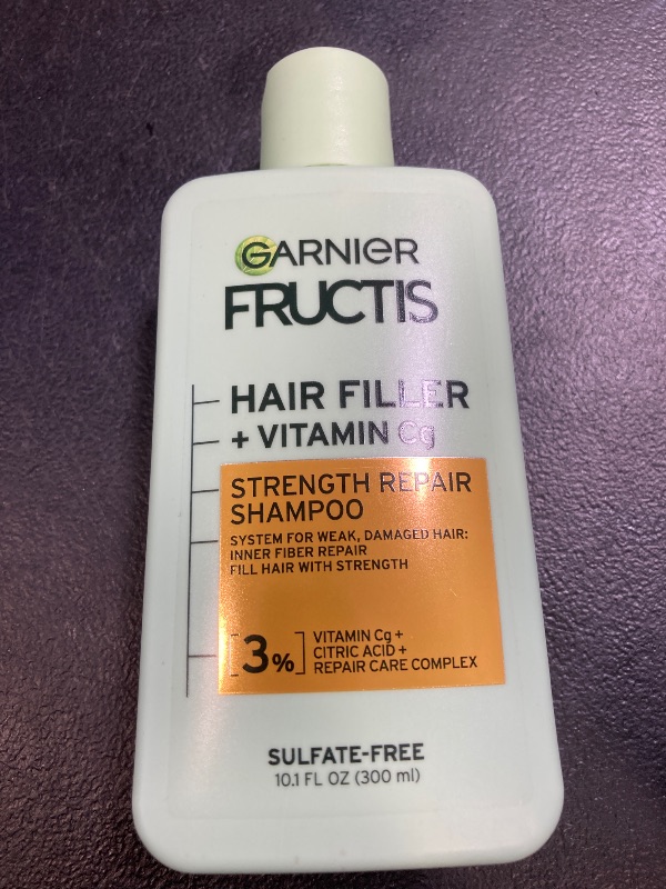 Photo 1 of Garnier Fructis Hair Filler Strength Repair Shampoo with Vitamin Cg, Sulfate Free Shampoo for Weak, Damaged Hair, 10.1 Fl Oz, 1 Count