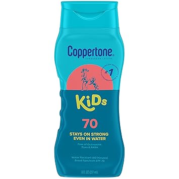 Photo 1 of Coppertone Kids Sunscreen Lotion SPF 70, Water Resistant Sunscreen for Kids, 8 Fl Oz Bottle