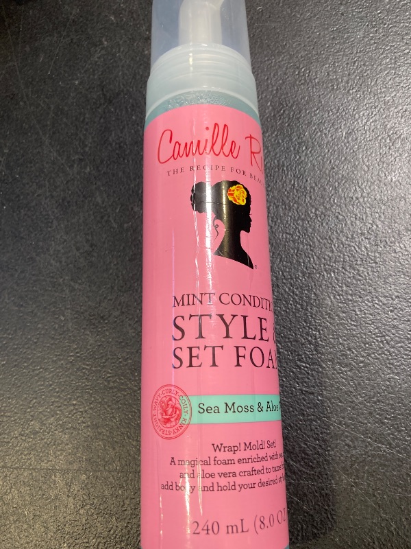 Photo 1 of Camille Rose Mint Condition Style and Set Foam, with Aloe Vera and Sea Moss, for Extra Hold, Frizz Free Shine, and All Hair Types, 8 fl oz
