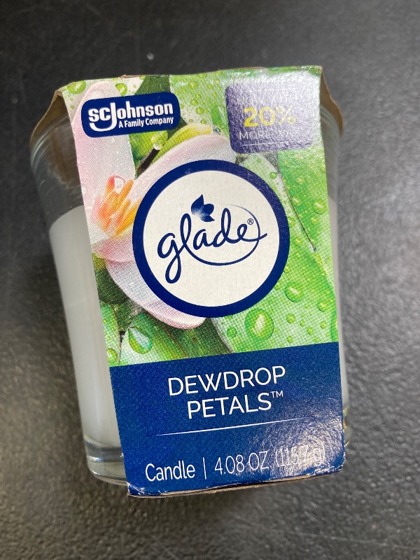 Photo 1 of Glade Scented Candle Jar, Dewdrop Petals, Air Freshener Infused with Essential Oils, 4.08 Oz