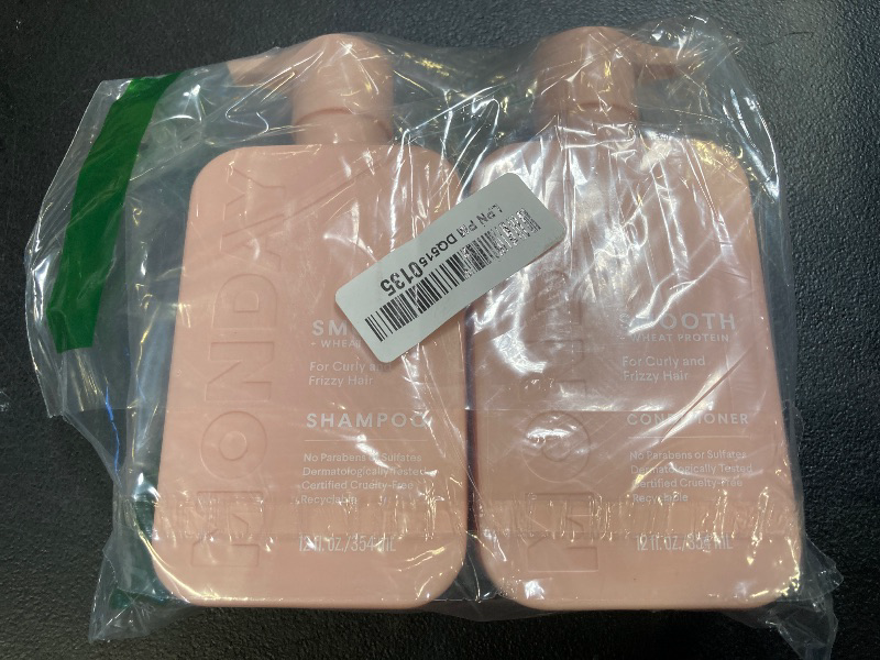 Photo 1 of MONDAY HAIRCARE Smooth Shampoo + Conditioner Bathroom Set (2 Count) 12 oz Each For Frizzy, Coarse & Curly Hair Made with Coconut Oil, Shea Butter & Vitamin E 100% Recyclable Bottle Pink
