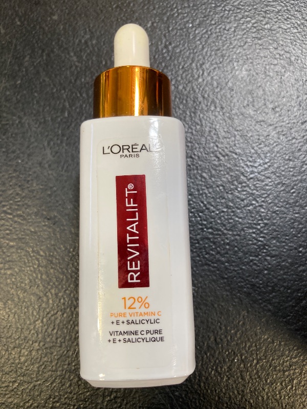 Photo 1 of L'Oreal Paris Revitalift 12% Pure Vitamin C Serum, Brightening Serum For Face with Vitamin E, Salicylic Acid, 1 oz + Moisturizer Sample
