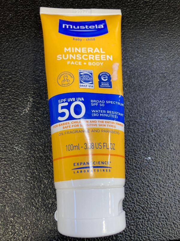 Photo 1 of Mustela Baby Mineral Sunscreen Lotion SPF 50 Broad Spectrum - Face & Body Sun Lotion for Sensitive Skin - Water Resistant & Fragrance Free - Regular & Family Size