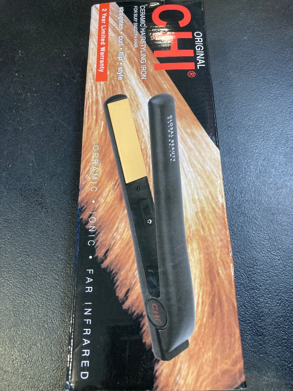 Photo 1 of CHI Original Ceramic Flat Iron, Hair Straightener For A Smooth Finish, Floating Plates, Quick Heat Up, Analog On/Off Switch, 1" Styling Tool, Black