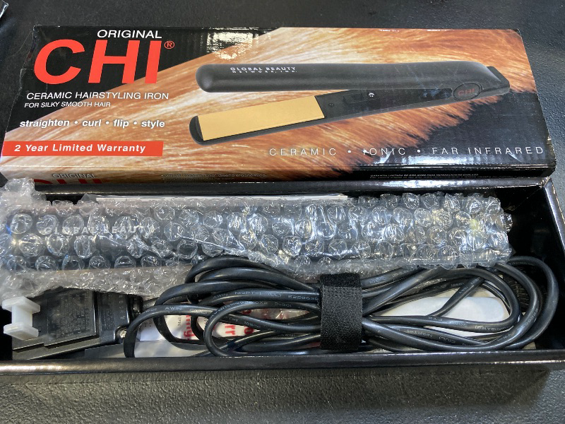 Photo 1 of CHI Original Ceramic Flat Iron, Hair Straightener For A Smooth Finish, Floating Plates, Quick Heat Up, Analog On/Off Switch, 1" Styling Tool, Black