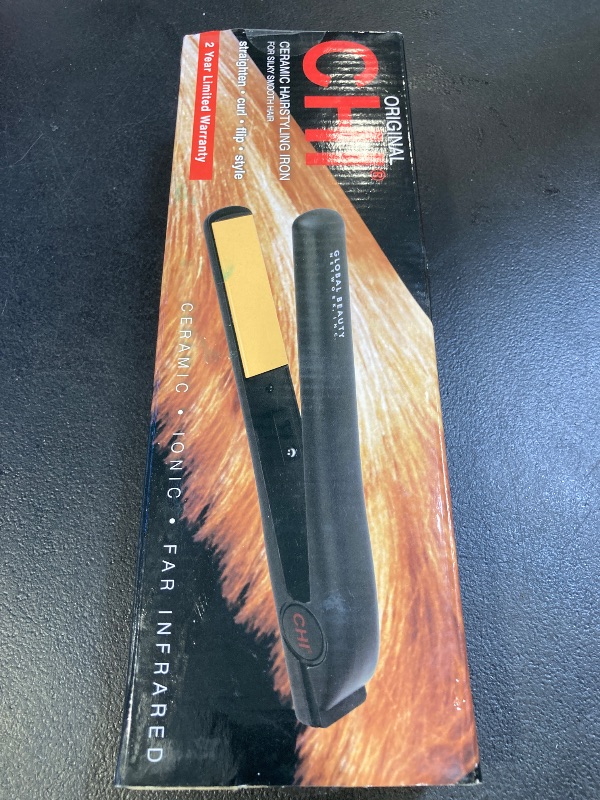 Photo 1 of CHI Original Ceramic Flat Iron, Hair Straightener For A Smooth Finish, Floating Plates, Quick Heat Up, Analog On/Off Switch, 1" Styling Tool, Black