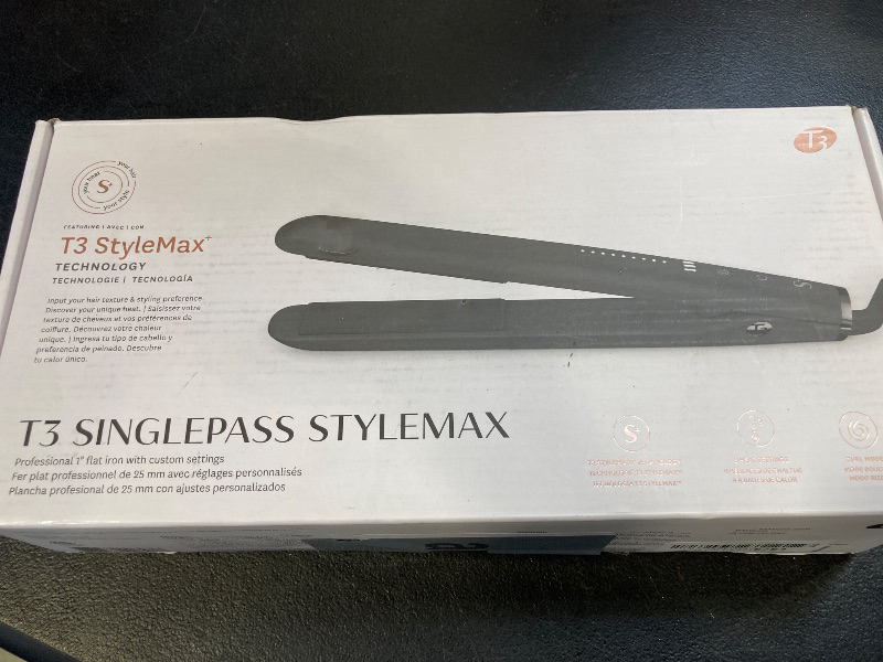 Photo 1 of T3 SinglePass StyleMax Professional 1" Ceramic Flat Iron with Automated Heat Technology, 9 Heat Settings, Longer Ceramic Plates for Straightening, Waving, Curling & Styling