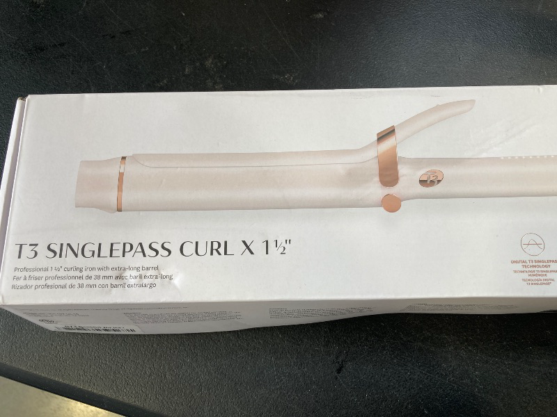 Photo 1 of T3 SinglePass Curl X Extra-Long Barrel Curling Iron with 9 Heat Settings and Ceramic Barrel for Fast Styling and Lasting Results on All Hair Types