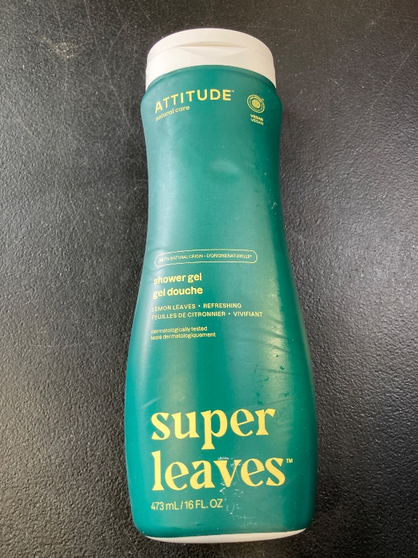 Photo 1 of ATTITUDE Body Wash, EWG Verified Shower Gel, Dermatologically Tested, Plant and Mineral-Based, Vegan Personal Care Products, Lemon Leaves, 16 Fl Oz