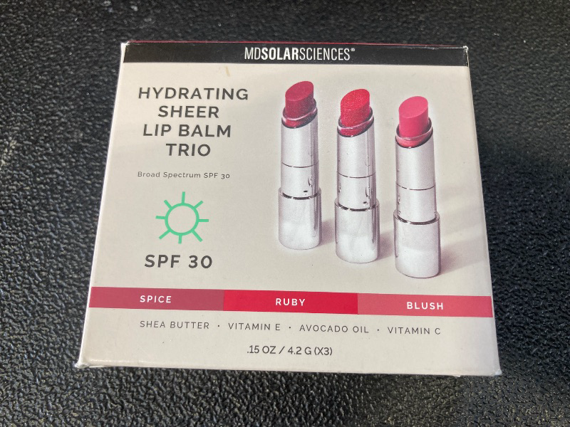 Photo 1 of MDSolarSciences The Vivids Hydrating Sheer Lip Balm Trio SPF 30 | Tinted Sunscreen for Lips | Moisturizing Shea Butter, Avocado Oil & Vitamins E & C | Buildable Color, Vegan, Gluten-Free (0.45 Oz)