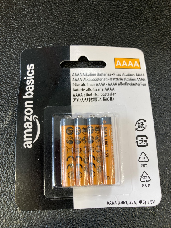 Photo 1 of Amazon Basics 8-Pack AAAA Alkaline High-Performance Batteries, 1.5 Volt, 3-Year Shelf Life