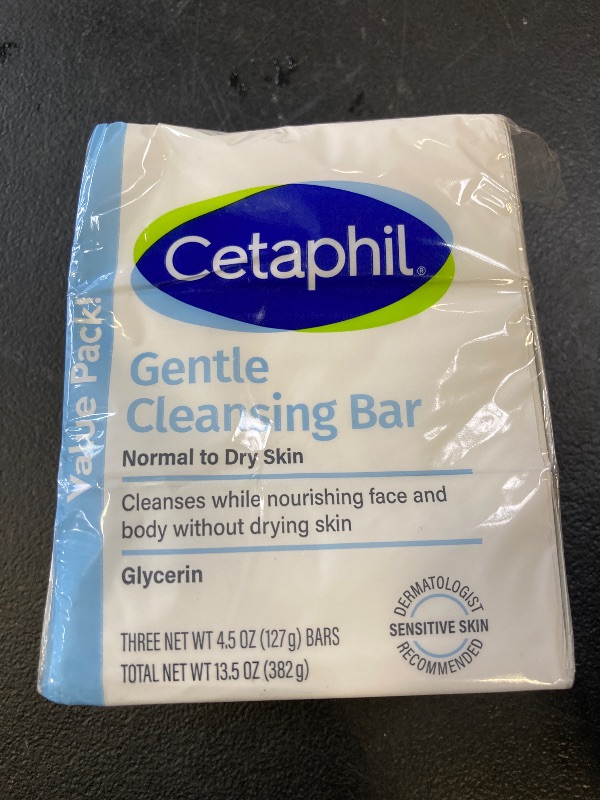 Photo 1 of CETAPHIL Gentle Cleansing Bar, 4.5 oz Bar (Pack of 3), Nourishing Cleansing Bar For Dry, Sensitive Skin, Non-Comedogenic, Non-Irritating For Sensitive Skin