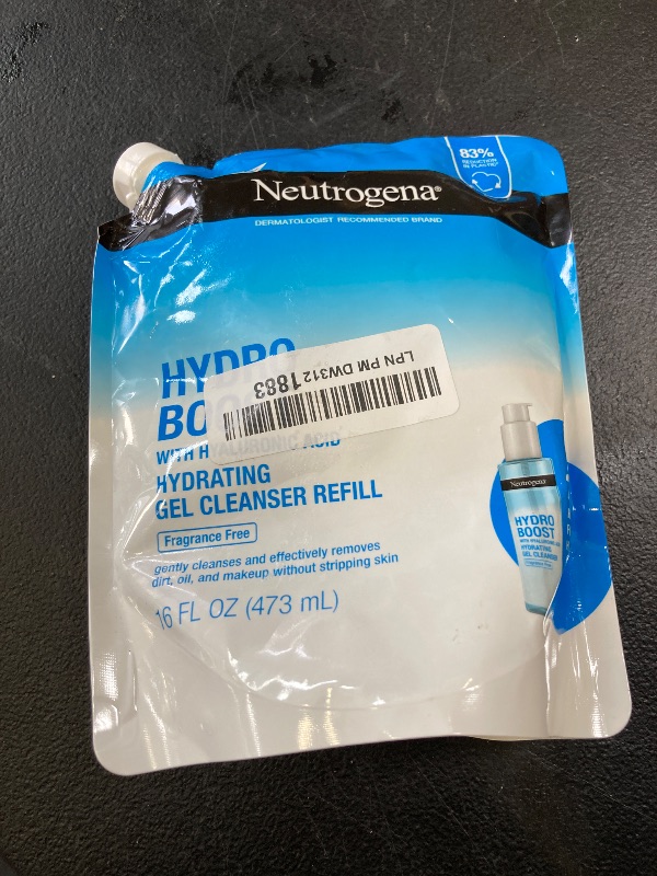 Photo 1 of Neutrogena Hydro Boost Fragrance Free Hydrating Gel Facial Cleanser with Hyaluronic Acid, Daily Foaming Face Wash & Makeup Remover, Gentle Face Wash, Non-Comedogenic, Refill Pouch, 16 fl. oz