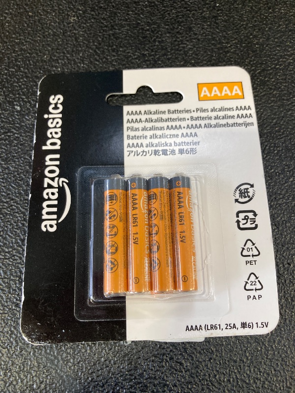 Photo 1 of Amazon Basics 8-Pack AAAA Alkaline High-Performance Batteries, 1.5 Volt, 3-Year Shelf Life