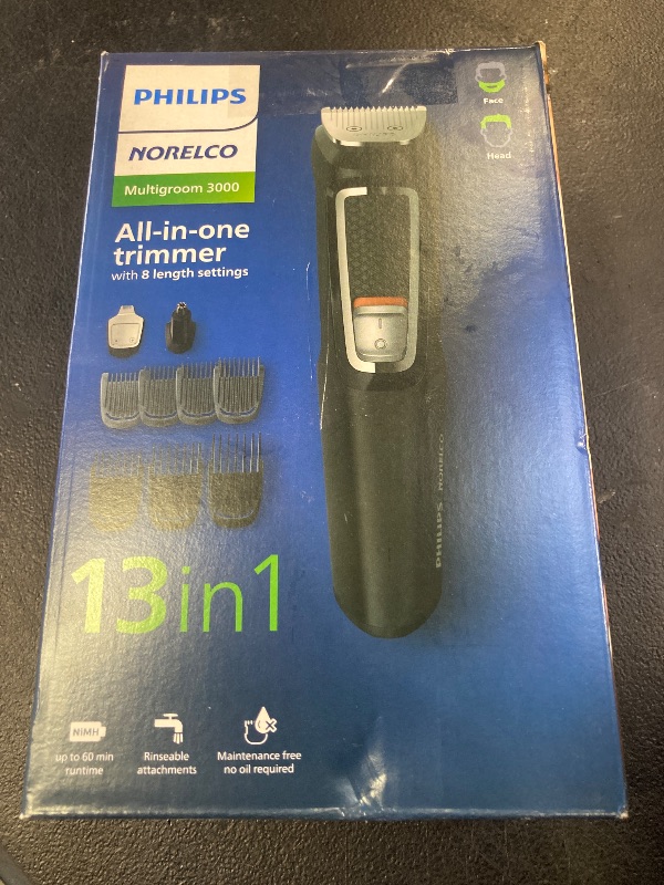 Photo 1 of Philips Norelco Multi Groomer All-in-One Trimmer Series 3000-13 Piece Mens Grooming Kit for Beard, Face, Nose, Ear Hair Trimmer and Hair Clipper - NO Blade Oil Needed, MG3740/40