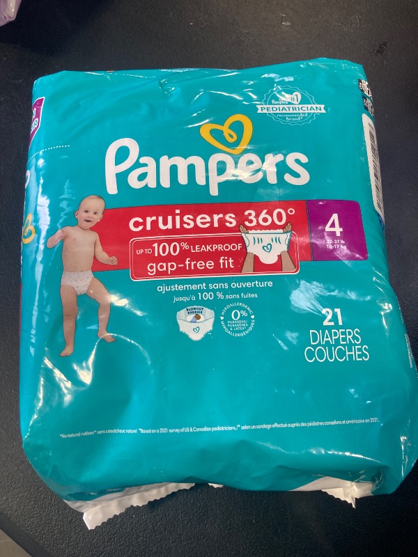 Photo 1 of Pampers Diapers - Cruisers 360 - Size 4, 21 Count, Babyproof up to 100% Leakproof Pull-On Diaper (Packaging May Vary)