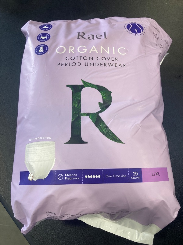 Photo 1 of Rael Disposable Underwear for Women, Organic Cotton Cover - Postpartum Essentials, Leak Locker, Unscented, Maximum Coverage (Size L-XL, 20 Count)