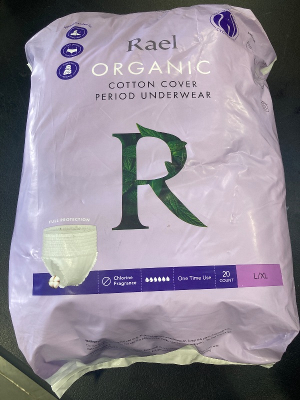 Photo 1 of Rael Disposable Underwear for Women, Organic Cotton Cover - Postpartum Essentials, Leak Locker, Unscented, Maximum Coverage (Size L-XL, 20 Count)