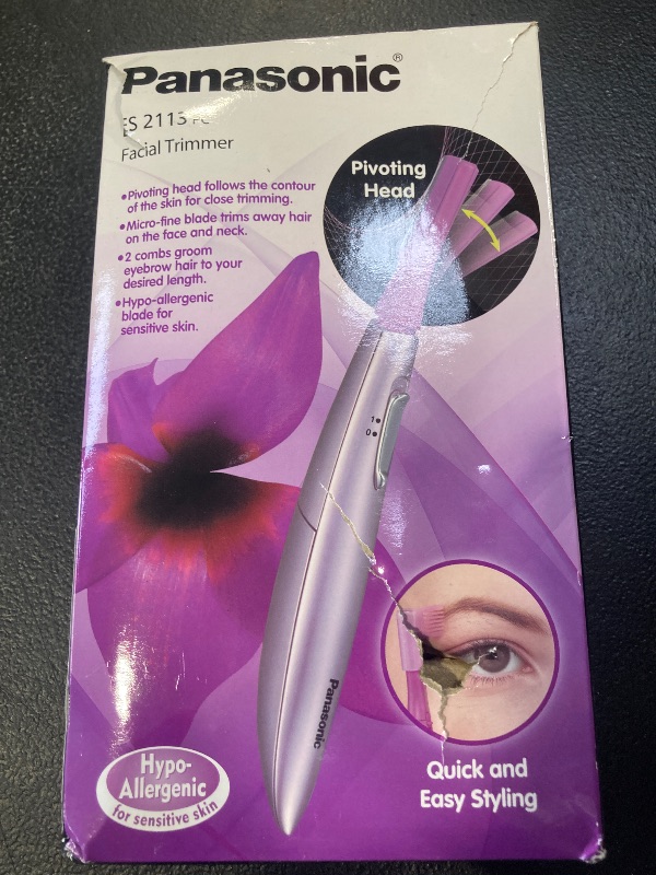 Photo 1 of Panasonic Women’s Facial Hair Remover and Eyebrow Trimmer with Pivoting Head, Includes 2 Gentle Blades for Brow and Face and 2 Eyebrow Trim Attachments, Battery-Operated – ES2113PC