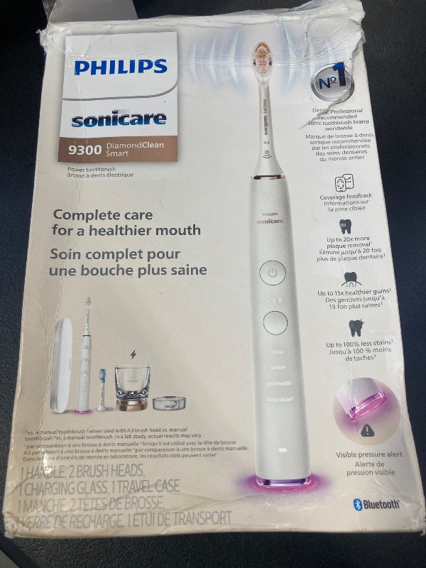 Photo 1 of Philips Sonicare DiamondClean Smart 9300 Electric Toothbrush, Sonic Toothbrush with App, Pressure Sensor, Brush Head Detection, 4 Brushing Modes and 3 Intensity Levels, Rosegold, Model HX9903/65