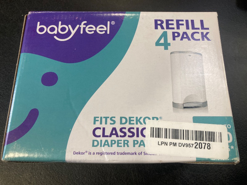 Photo 1 of Babyfeel Refills Compatible with DEKOR CLASSIC Diaper Pails | 4 Pack | Exclusive 30% Extra Thickness | Diaper Pail Refills with Powerful Odor Elimination | Powder Scent | Holds up to 1980 Diapers