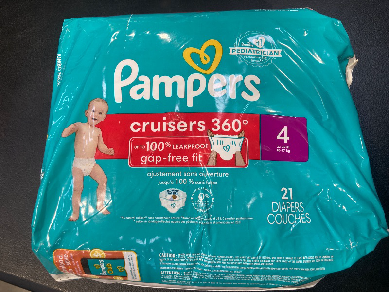 Photo 1 of Pampers Diapers - Cruisers 360 - Size 4, 21 Count, Babyproof up to 100% Leakproof Pull-On Diaper (Packaging May Vary)