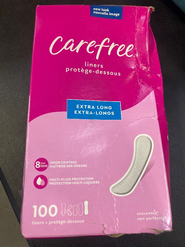 Photo 1 of Carefree Panty Liners for Women, Extra Long, Unwrapped, Unscented, 100ct | Pantiliners, Carefree, Daily for Women, Light Periods and Leaks, 8-Hour Odor Control|100ct (Packaging May Vary)