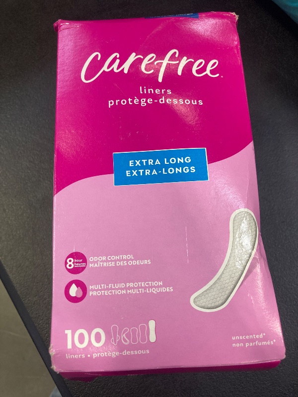 Photo 1 of Carefree Panty Liners for Women, Extra Long, Unwrapped, Unscented, 100ct | Pantiliners, Carefree, Daily for Women, Light Periods and Leaks, 8-Hour Odor Control|100ct (Packaging May Vary)