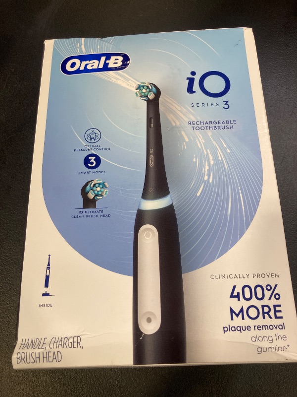 Photo 1 of Oral-B iO3 Electric Toothbrush (1) with (1) Ultimate Clean Brush Head and (1) Charger