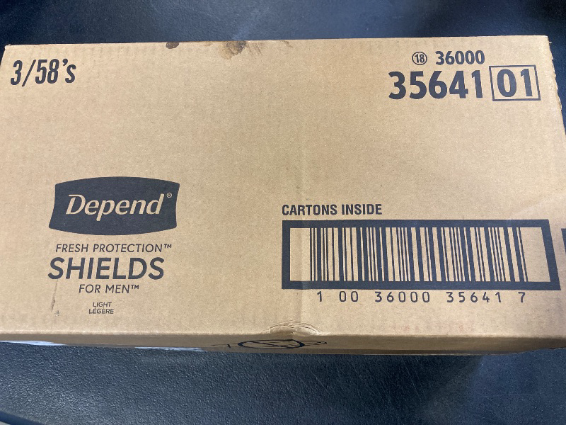 Photo 1 of Depend Incontinence/Bladder Control Shields, Pads for Men, Light Absorbency, 174 Count (3 Packs of 58) (Packaging May Vary)