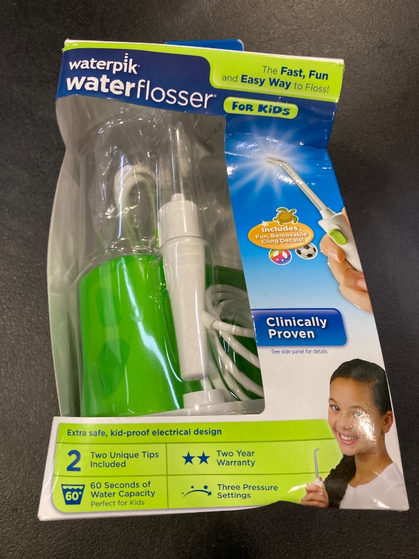 Photo 1 of Waterpik Water Flosser for Kids, Countertop Water Flosser for Children and Braces, WP-260, Green