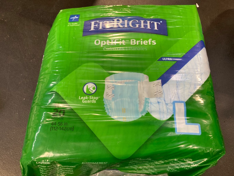 Photo 1 of FitRight Ultra Adult Diapers, Disposable Incontinence Briefs, Leak-Proof Diaper, Absorbent Briefs For Men and Women, Maximum Protection, Large, 44 – 56 in, 20 briefs per bag