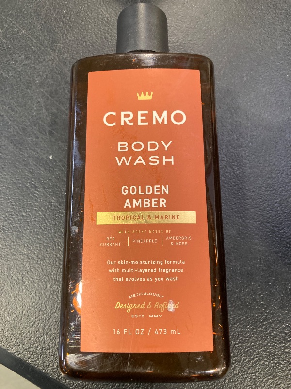 Photo 1 of Cremo Rich-Lathering Golden Amber Body Wash for Men, Notes of Red Currant, Pineapple, Ambergris and Moss, 16 Fl Oz