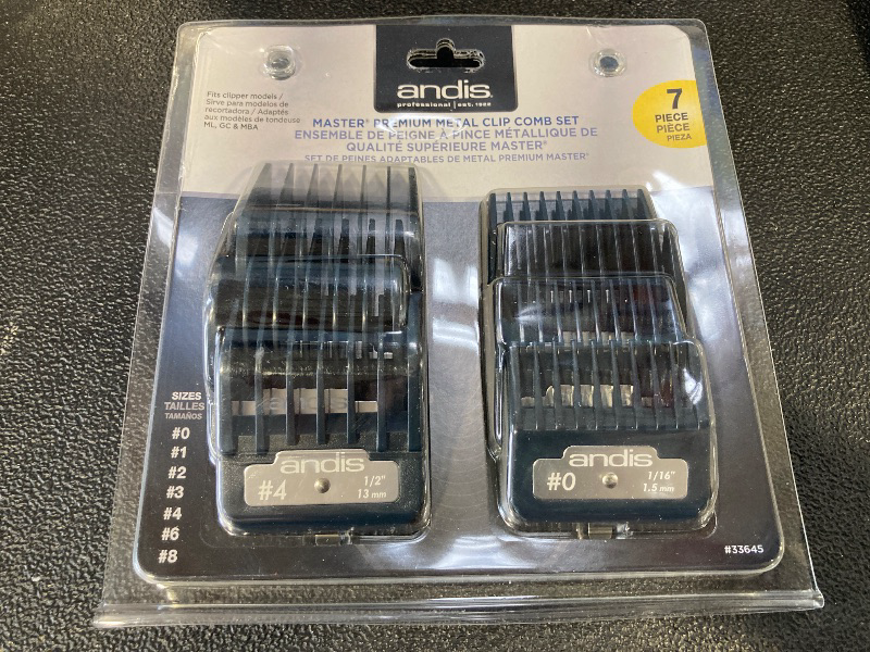 Photo 1 of Andis Master Series Premium Hair Clipper Attachment Comb Set, Clipper Guards Cutting Guides with Metal Clip, Black, 7 Count