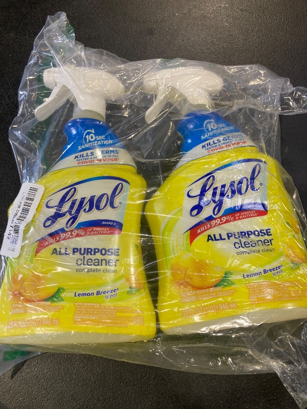 Photo 1 of Lysol All Purpose Cleaner Spray, Multi-Purpose Disinfecting Spray, Kitchen & Bathroom Cleaner, Lemon Breeze Scent, 32 Fl Oz (Pack of 2)