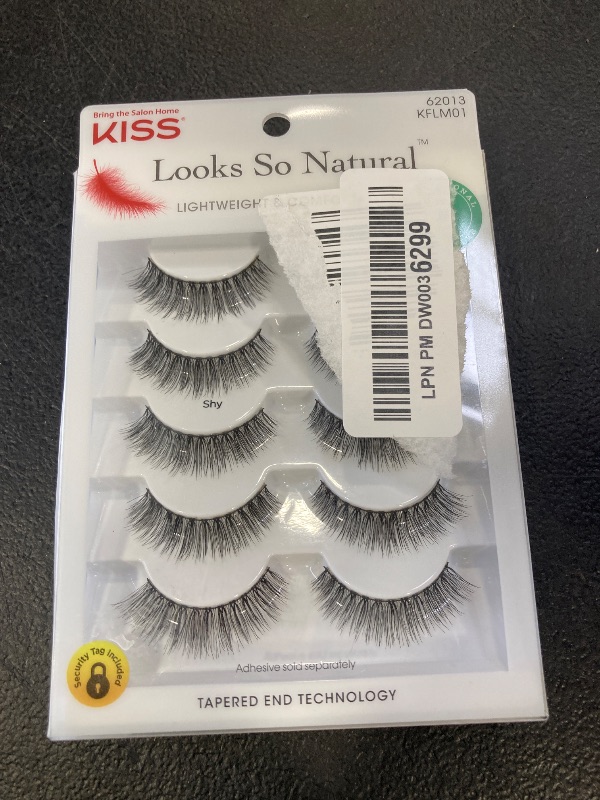 Photo 1 of KISS Looks So Natural False Eyelashes Multipack, Lightweight & Comfortable, Tapered End Technology, Reusable, Cruelty-Free, Contact Lens Friendly, Style 'Shy', 5 Pairs Fake Eyelashes