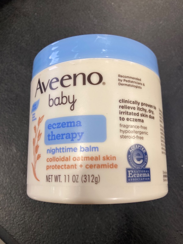Photo 1 of Aveeno Baby Eczema Therapy Nighttime Moisturizing Body Balm, Soothes & Relieves Dry, Itchy Skin from Eczema, HSA/FSA Eligible, Hypoallergenic, Fragrance- & Steroid-Free, 11 oz