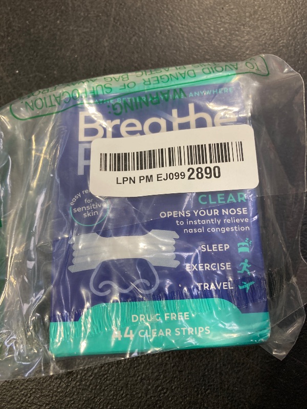 Photo 1 of Breathe Right Nasal Strips | Extra Strength | Clear | For Sensitive Skin I Drug-Free Snoring Solution & Nasal Congestion Relief Caused by Colds & Allergies | 44 Count (Packaging May Vary)