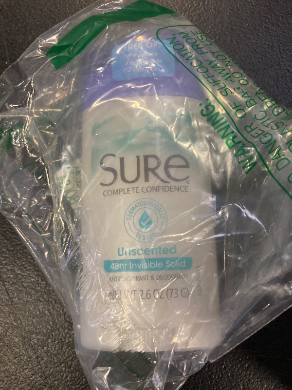 Photo 1 of Sure Deodorant Invisible Solid, Unscented - 2.6 oz