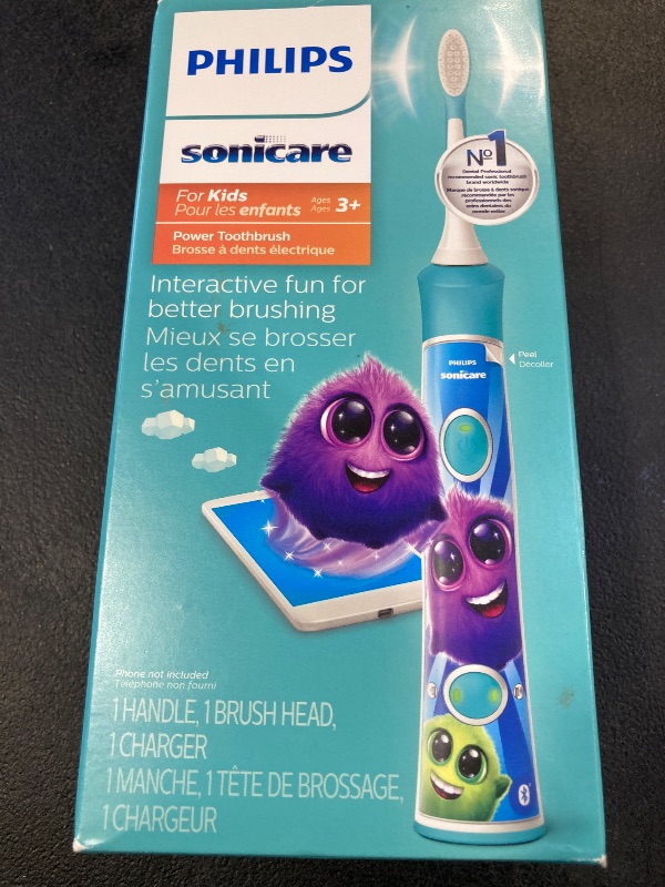 Photo 1 of Philips Sonicare for Kids 3+ Bluetooth Connected Rechargeable Electric Power Toothbrush, Interactive for Better Brushing, Turquoise, HX6321/02