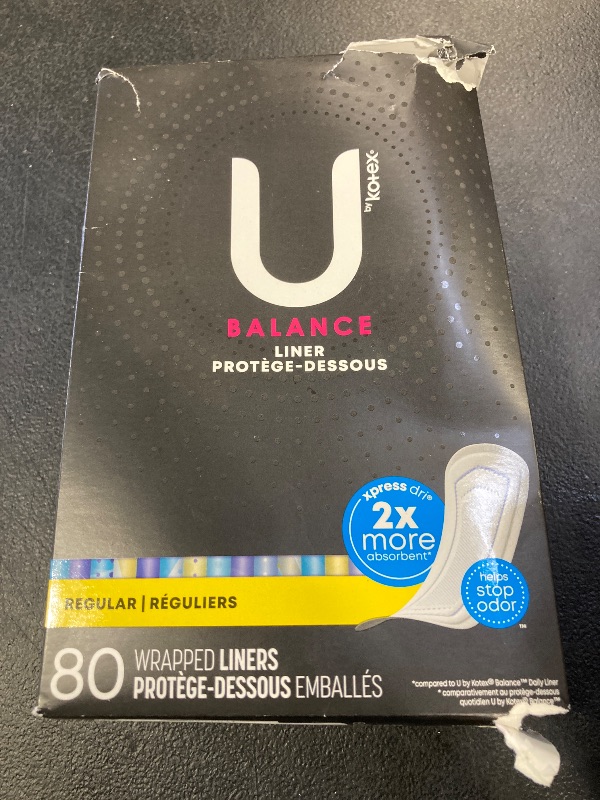Photo 1 of U by Kotex Balance Wrapped Panty Liners, Regular Length, 80 Count (Packaging May Vary)