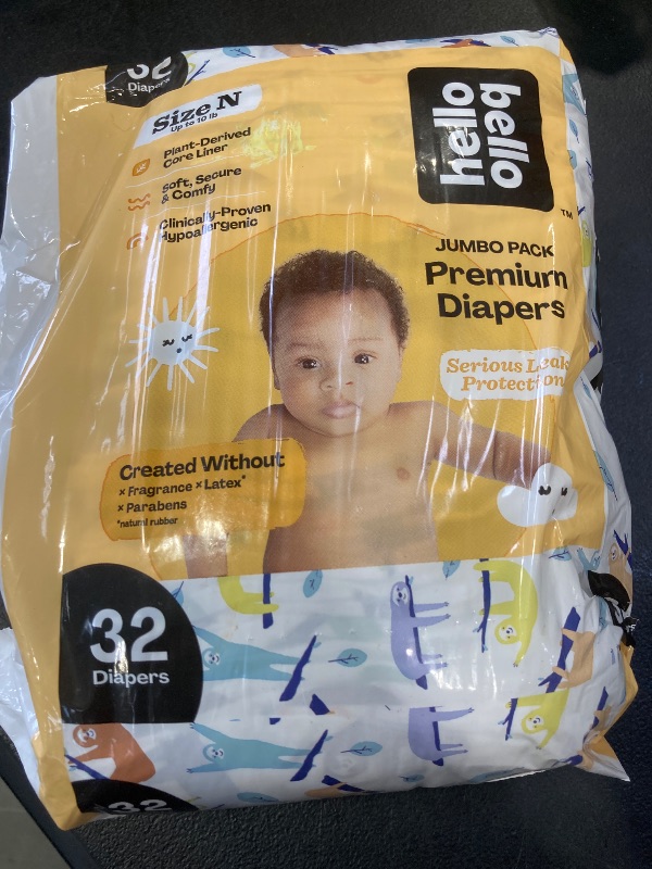 Photo 1 of Hello Bello Premium Baby Diapers Size Newborn, 32 Count of Disposable, Extra-Absorbent, Hypoallergenic Baby Diapers with Snug and Comfort Fit, Sleepy Sloth