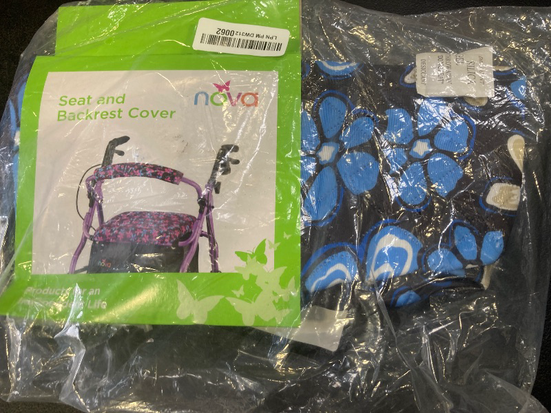 Photo 1 of NOVA Medical Products Rollator Walker Seat & Backrest Cover Set, Removable and Washable, Aloha Blue Design, 0.45 Pound