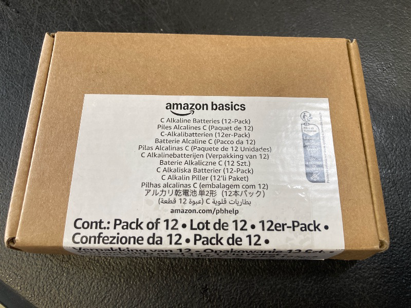 Photo 1 of Amazon Basics 12-Pack C Cell Alkaline All-Purpose Batteries, 1.5 Volt, 5-Year Shelf Life
