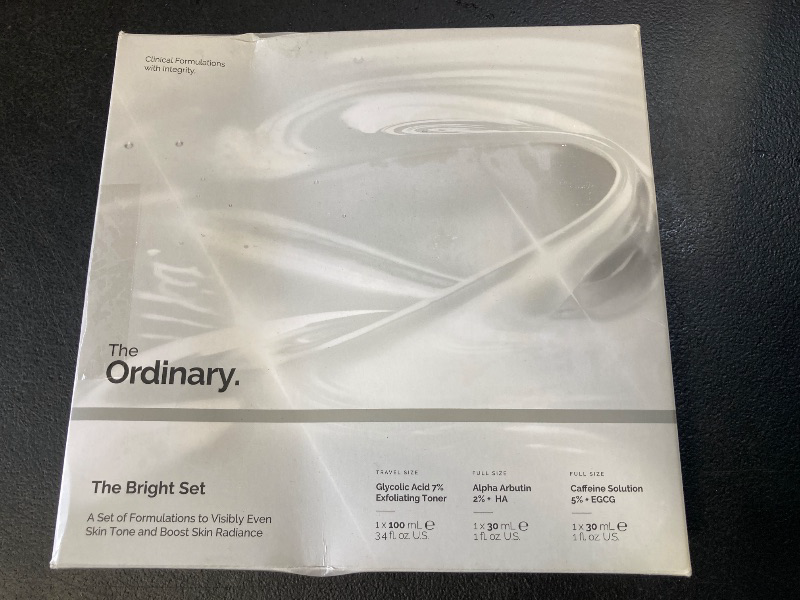 Photo 1 of The Ordinary The Bright Set, 3-Step Regimen for Radiant, Even Skin Tone with Glycolic Acid 7% Exfoliating Toner, Alpha Arbutin 2% + HA, and Caffeine Solution 5% + EGCG | Skin Care Set