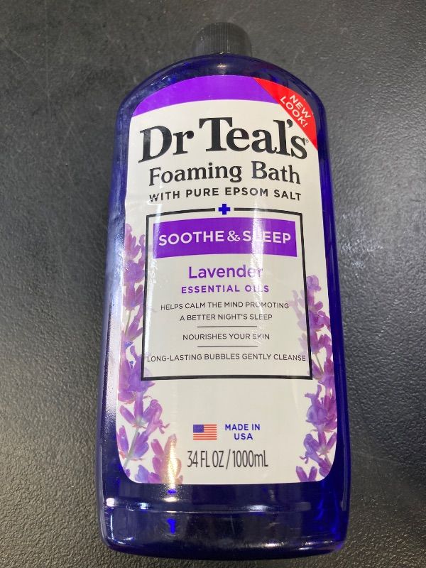 Photo 1 of Dr Teal's Foaming Bath with Pure Epsom Salt, Soothe & Sleep with Lavender, 34 fl oz
