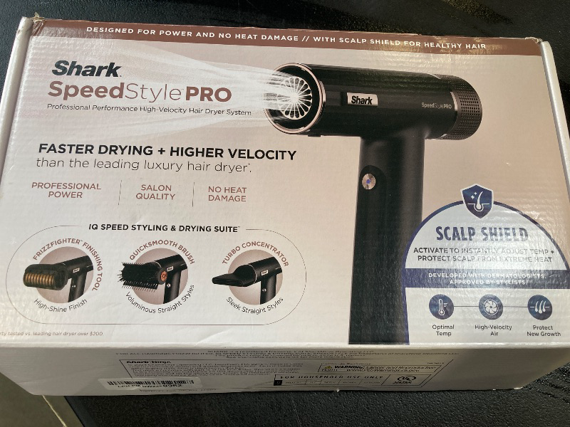 Photo 1 of Shark SpeedStyle Pro Professional Performance High-Velocity Hair Dryer System with Scalp Shield and IQ Speed Styling & Drying Suite, Straight and Wavy Hair, Lightweight, Ionic, No Heat Damage, HD731