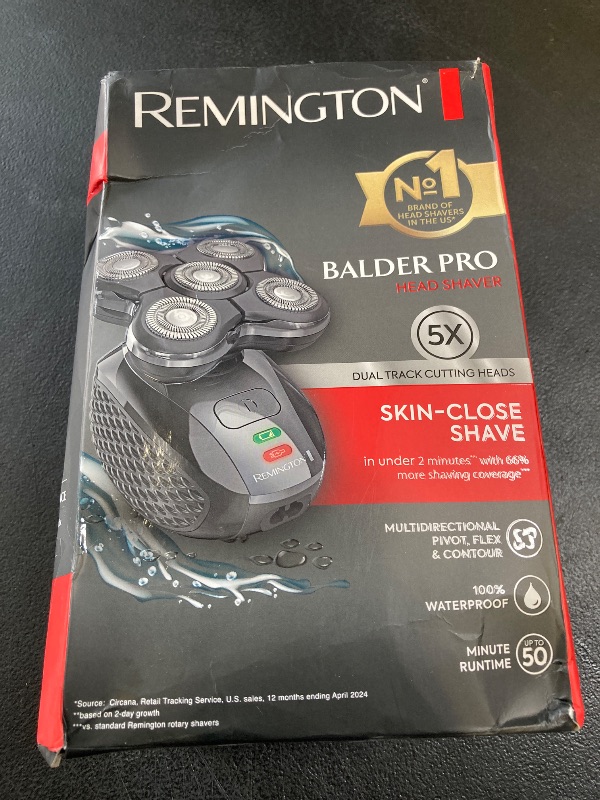 Photo 1 of Remington Balder Pro Electric Razor for Head XR7000A - Premier Wet/Dry Bald Head Shaver, Flex Blades for a Close Shave, Cordless Rechargeable, Effortless Head Shaving with Precision Dual Track Heads