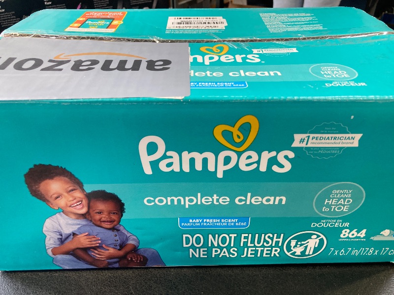 Photo 1 of Pampers Baby Wipes, Complete Clean Baby Fresh Scented Wipe, Gently Cleans Head to Toe, 864 Total (12 Flip-Top Packs)